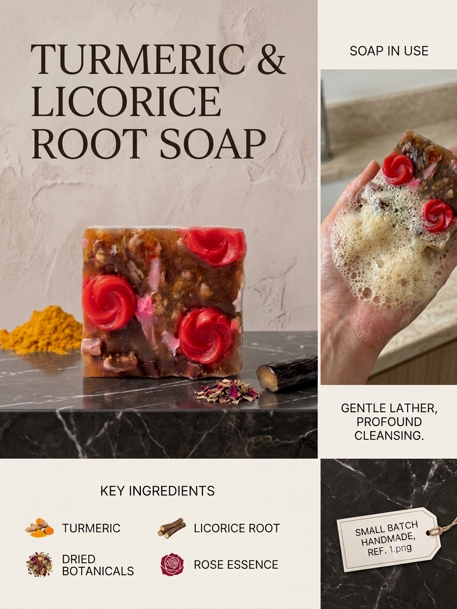Turmeric (Haldi) And Licorice Root (Malathi) Organic Soap - Best For Dark Spot And Two Tone Skin - Dull Skin Solution - Image 2
